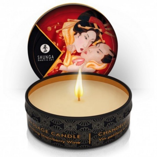 VELA DE MASSAGEM AFRODISÍACA SHUNGA CHAMPANHE E MORANGO 30ML