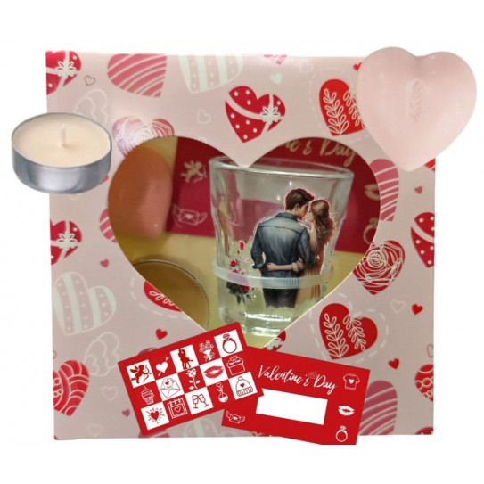 OS SENTIDOS DO AMOR - COPO COM VELA, SABONETE E RASPADINHA