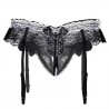 TANGA DE PEROLAS COM LIGUEIROS S/M PRETA