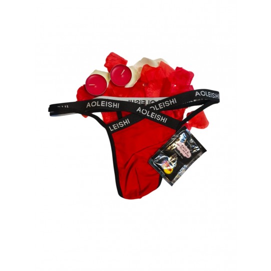 KIT TANGA MASCULINA M COM VELAS E PETALAS