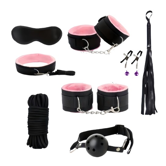 CONJUNTO DE 9 PEÇAS EM ROSA