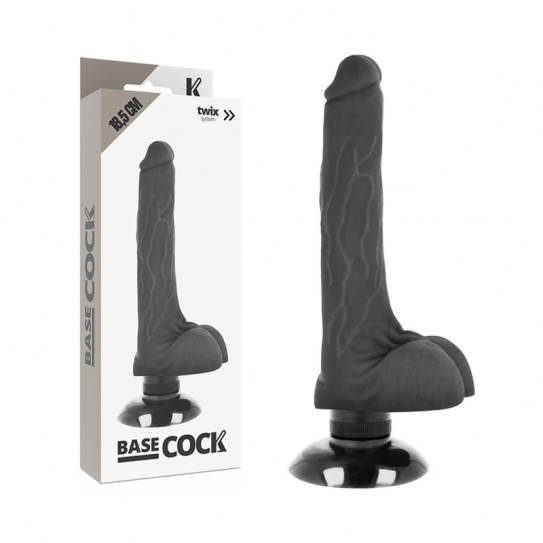 BASECOCK - VIBRADOR REALISTICO PRETO 18.5CM