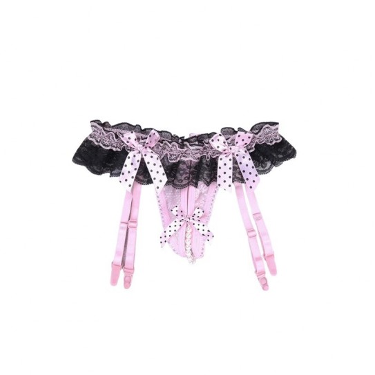 TANGA DE PEROLAS COM LIGUEIROS S/M ROSA
