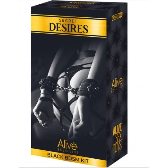 KIT BDSM 7 PEÇAS SECRET DESIRES PRETO